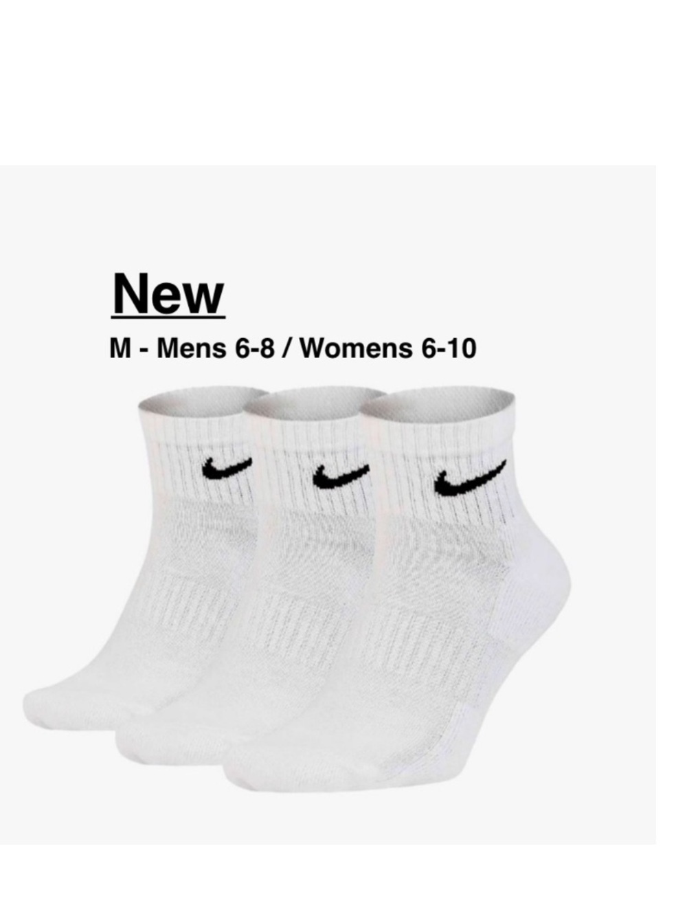 New Nike Men's 3-Pack M 24-27cm Everyday Plus Cotton Cushioned Ankle Socks ⭐️⭐️